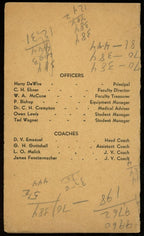 1943 William Penn High School Football 3x5 Pocket Schedule Harrisburg, Penna.