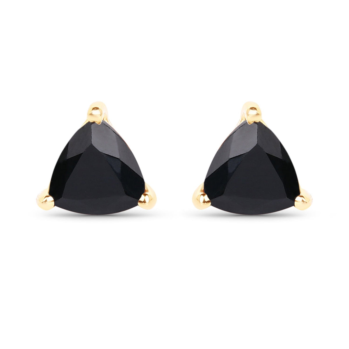 0.70 Carat Genuine Black Sapphire 14K Yellow Gold Earrings