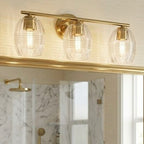 Luster - 3 Lights Vanity With Clear Wall Lamp Satin - Clear / Gold