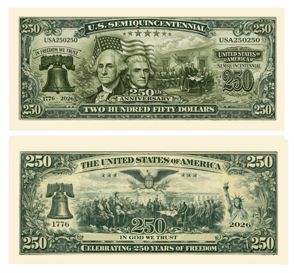 1000 U.S. Semiquincentennial 250th Anniversary Commemorative Money Bill Banknote