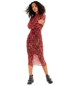 Bar III Women's Printed Mock-Neck Midi Mesh Dress