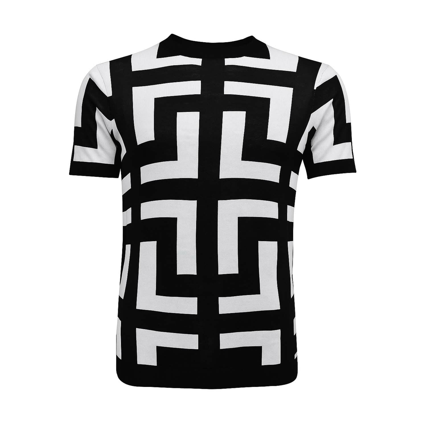 Geometric Pattern Knit Polo // Black