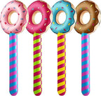 🍩 Set of 4 Inflatable Donuts – Assorted Colors, 24" Each