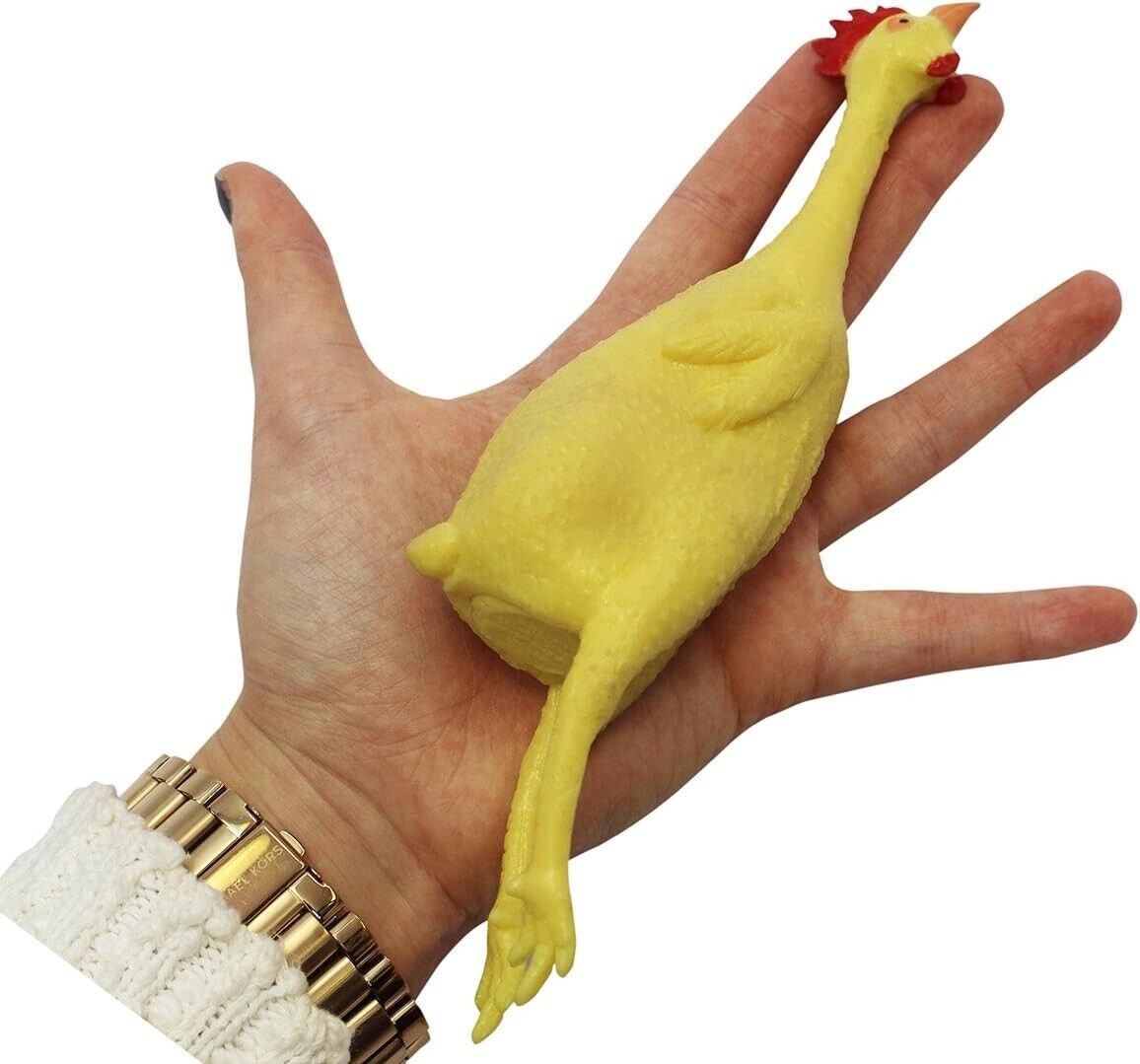 🐔 Squeeze Stress Rubber Chicken – 8" Classic Gag Toy