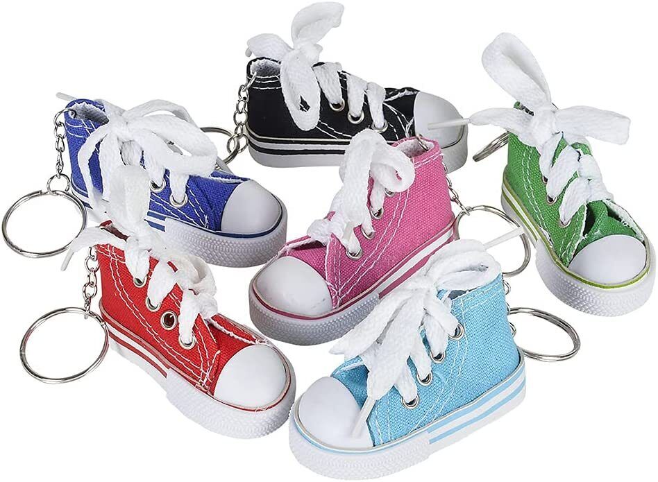👟 120 TOTAL Mini Canvas Sneaker Keychains –  (3" Assorted Colors)