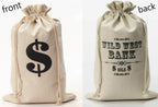 Wild West Canvas Money Bag – Double-Sided Prop Sack with Drawstring 💰🤠