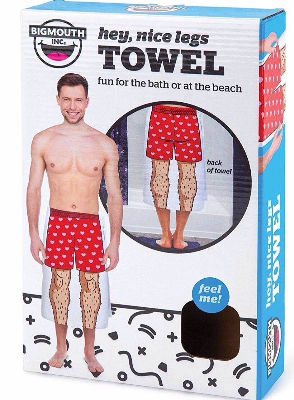 THE HAIRY LEGS TOWEL - Funny Gag Joke Beach Bathroom Pool Blanket - BigMouth Inc
