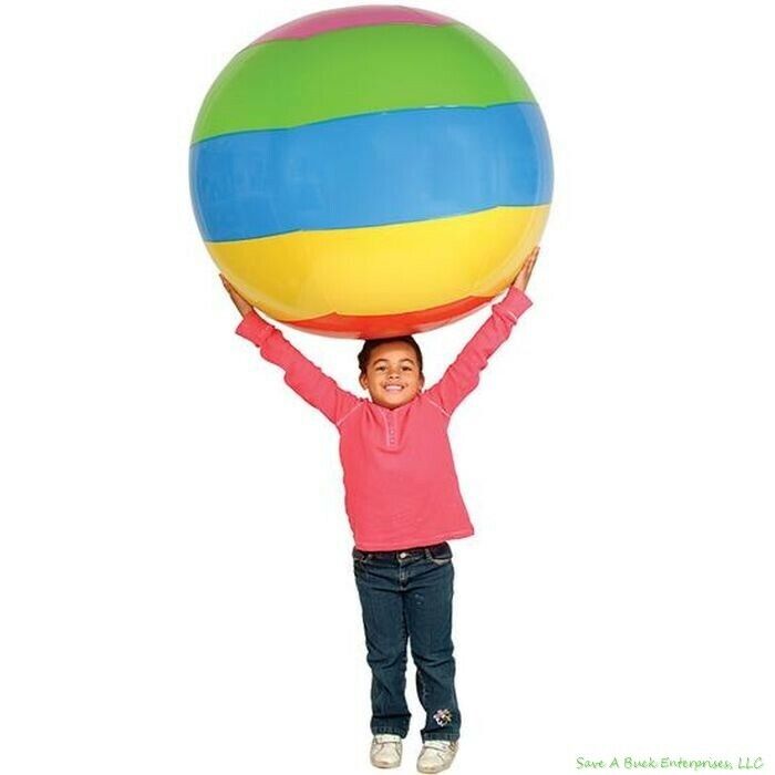 Giant 4-Foot Rainbow Beach Ball – Jumbo Inflatable Fun for Pool & Beach! 🌈