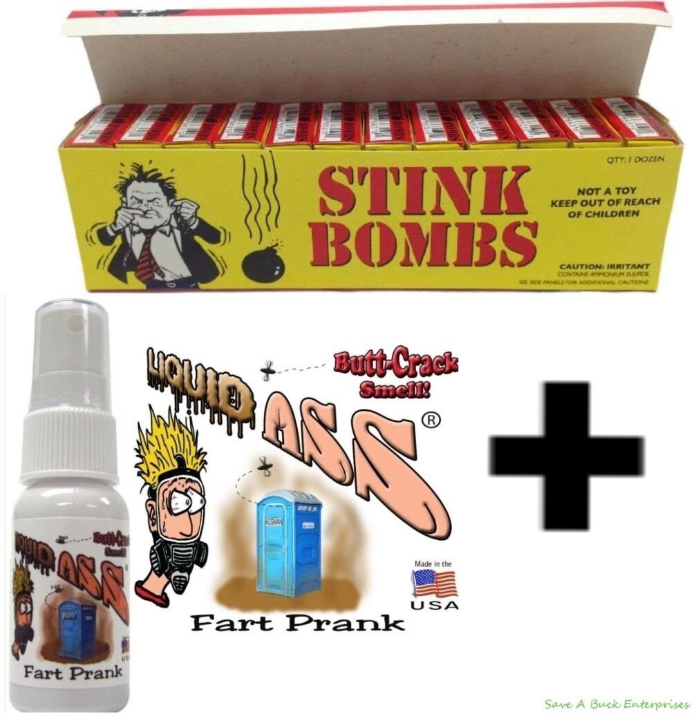 💨 Ultimate Stink Prank Combo – Liquid Ass Spray + 36 Glass Stink Bombs