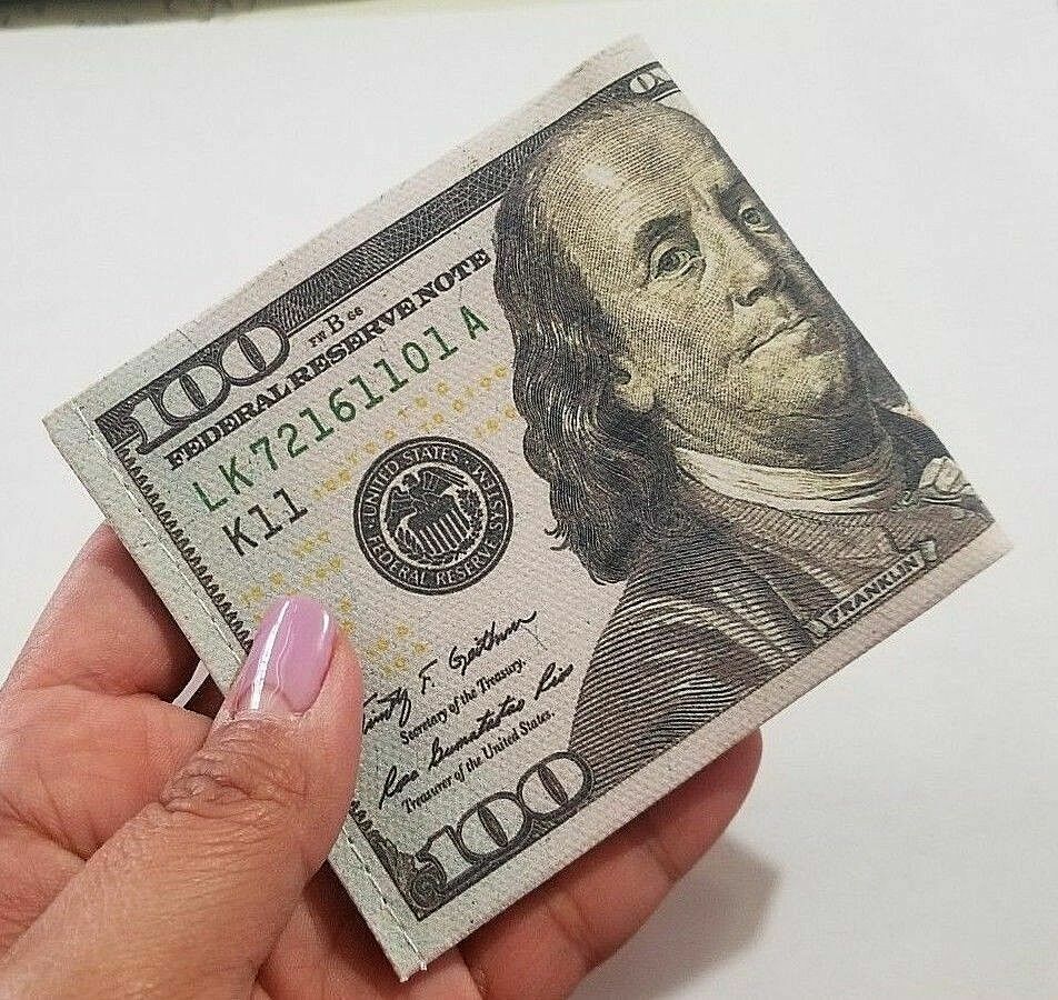 💵 $100 Bill Wallet – Realistic Print Canvas Gag Gift
