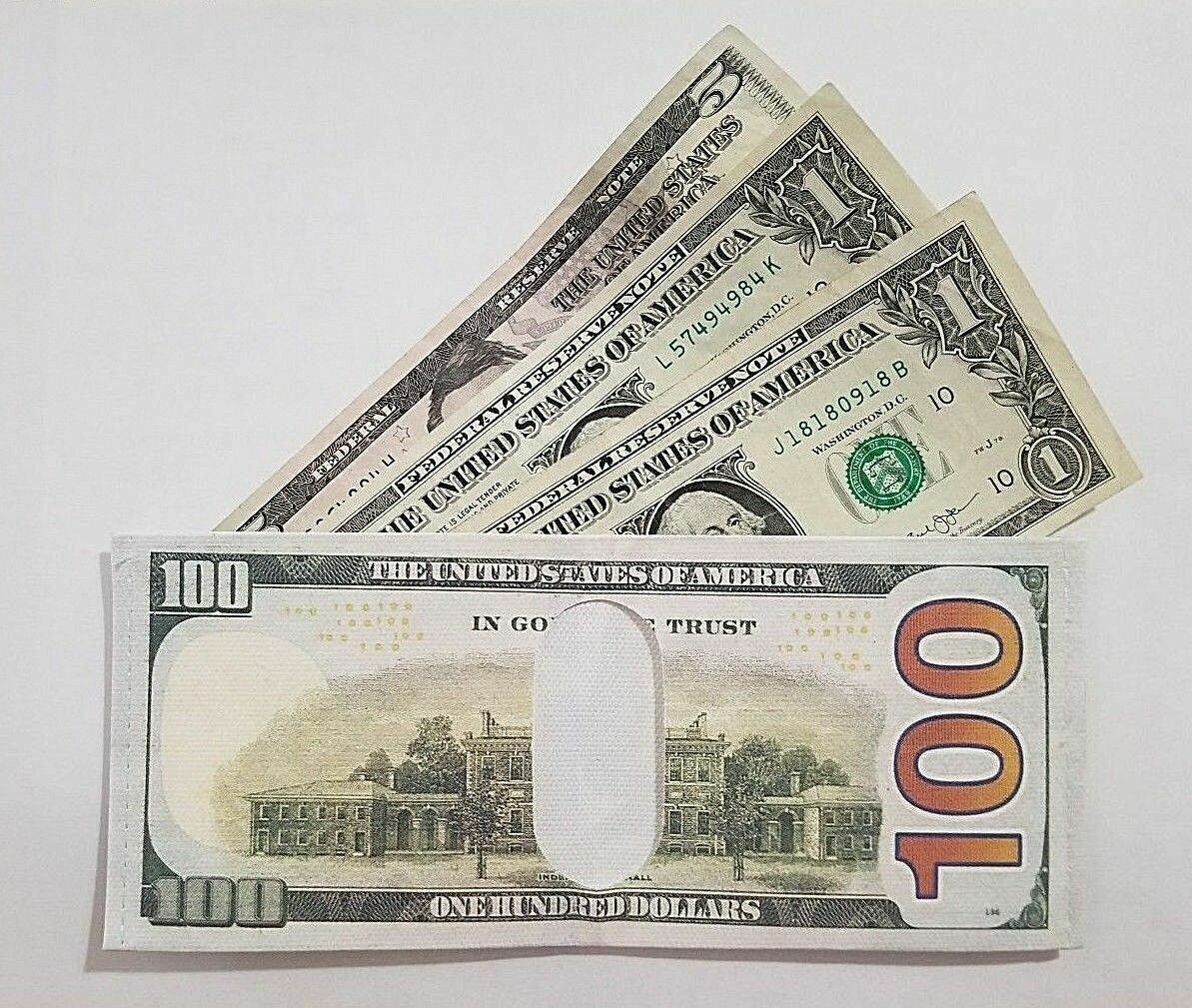 💵 $100 Bill Wallet – Realistic Print Canvas Gag Gift