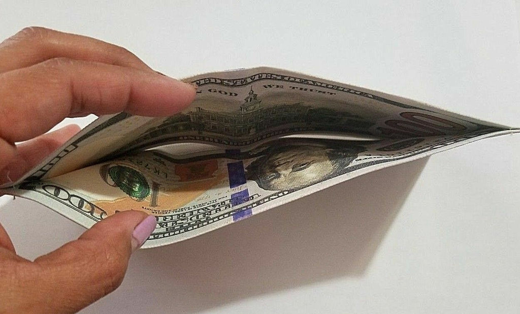 💵 $100 Bill Wallet – Realistic Print Canvas Gag Gift