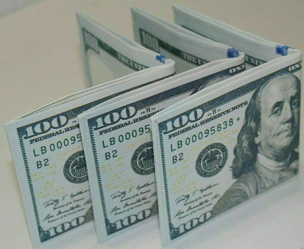 💵 $100 Bill Wallet – Realistic Print Canvas Gag Gift