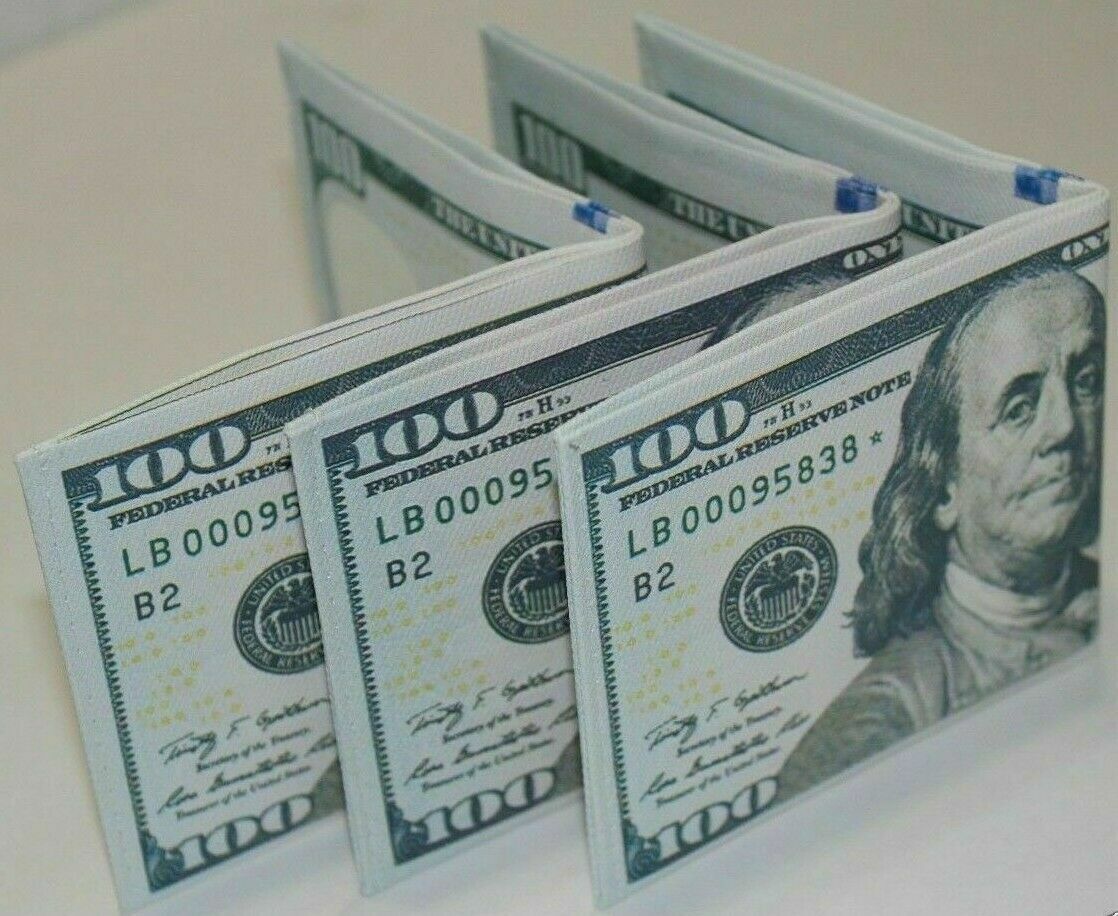 💵 $100 Bill Wallet – Realistic Print Canvas Gag Gift