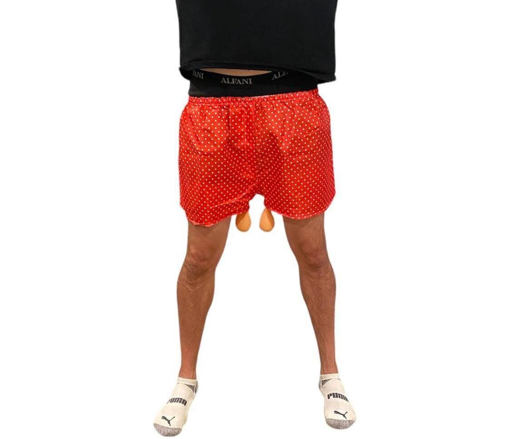 🎉 Mr. Saggy Balls Gag Boxers – Hilarious Over-the-Hill Party Shorts!