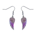 SK2538 Mini Pink Painted Winged French Wire Earring White Imitation Crystals