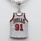 Chicago Bulls Dennis Rodman #91 Jersey Pendant Necklace – Premium Zircon Basketball Fan Gift