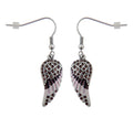 SK2539 Mini Purple Painted Winged French Wire Earring White Imitation Crystals