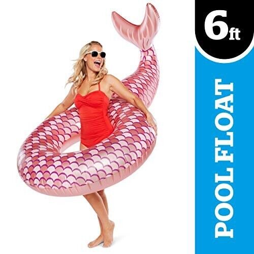6-Foot Rose Gold Mermaid Tail Pool Float – Magical & Insta-Worthy! 🧜‍♀️✨