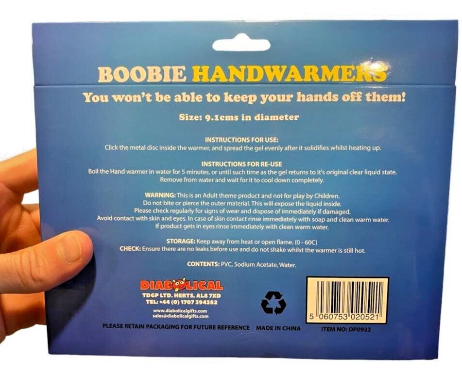 ❄️ 2-Pack "Boobie" Hand Warmers – Reusable Gag Gift!