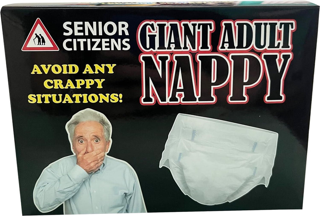 Giant Adult Nappy Diaper – Hilarious Over-the-Hill Gag Gift for Seniors & Birthdays 🤣🧷💩