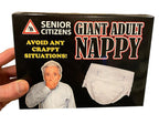 Giant Adult Nappy Diaper – Hilarious Over-the-Hill Gag Gift for Seniors & Birthdays 🤣🧷💩