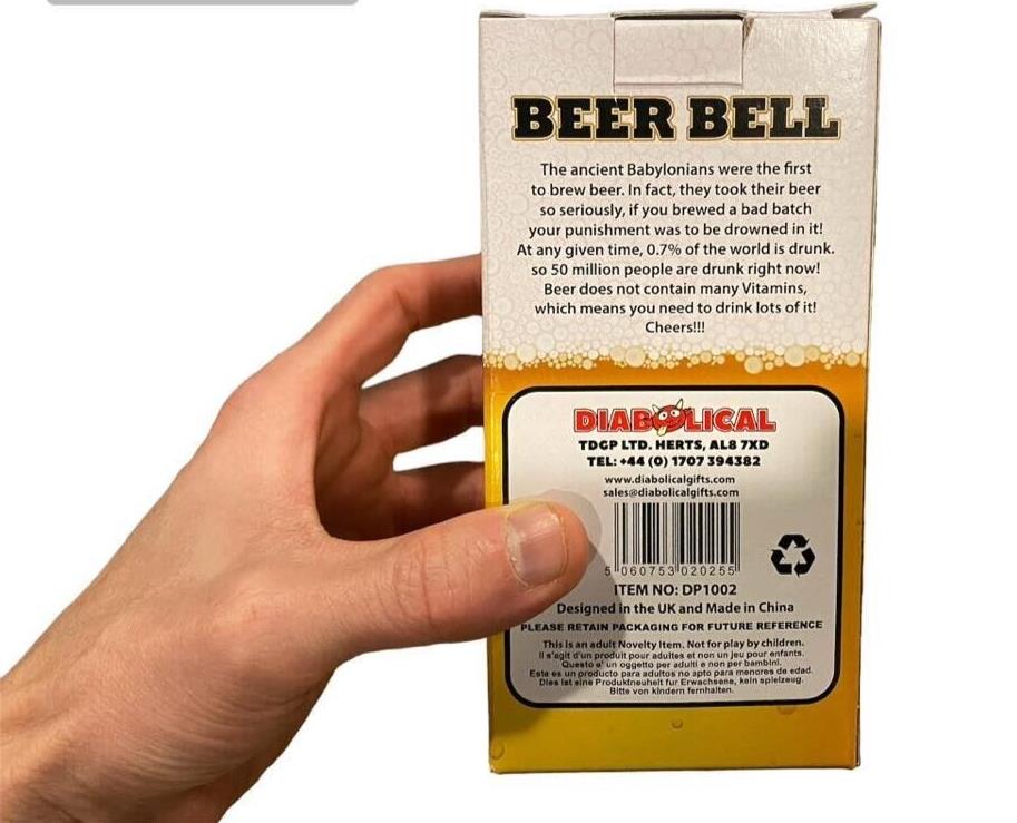 Golden "Ring for Beer" Hand Bell – Hilarious Bar & Pub Gag Gift! 🍻🔔