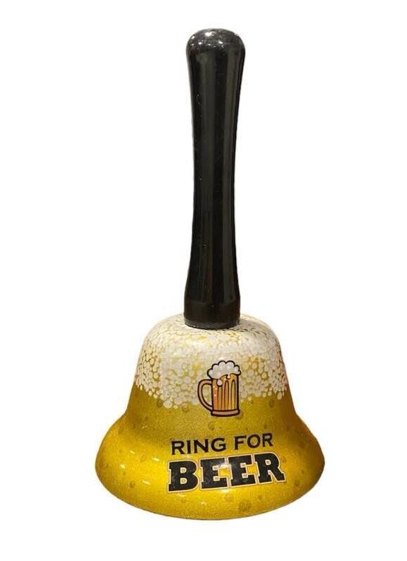 Golden "Ring for Beer" Hand Bell – Hilarious Bar & Pub Gag Gift! 🍻🔔