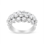 10K White Gold 2 1/2 Cttw Round Natural Diamond 3 Row Band Ring (I-J Color, I1-I2 Clarity) - Ring Size 7