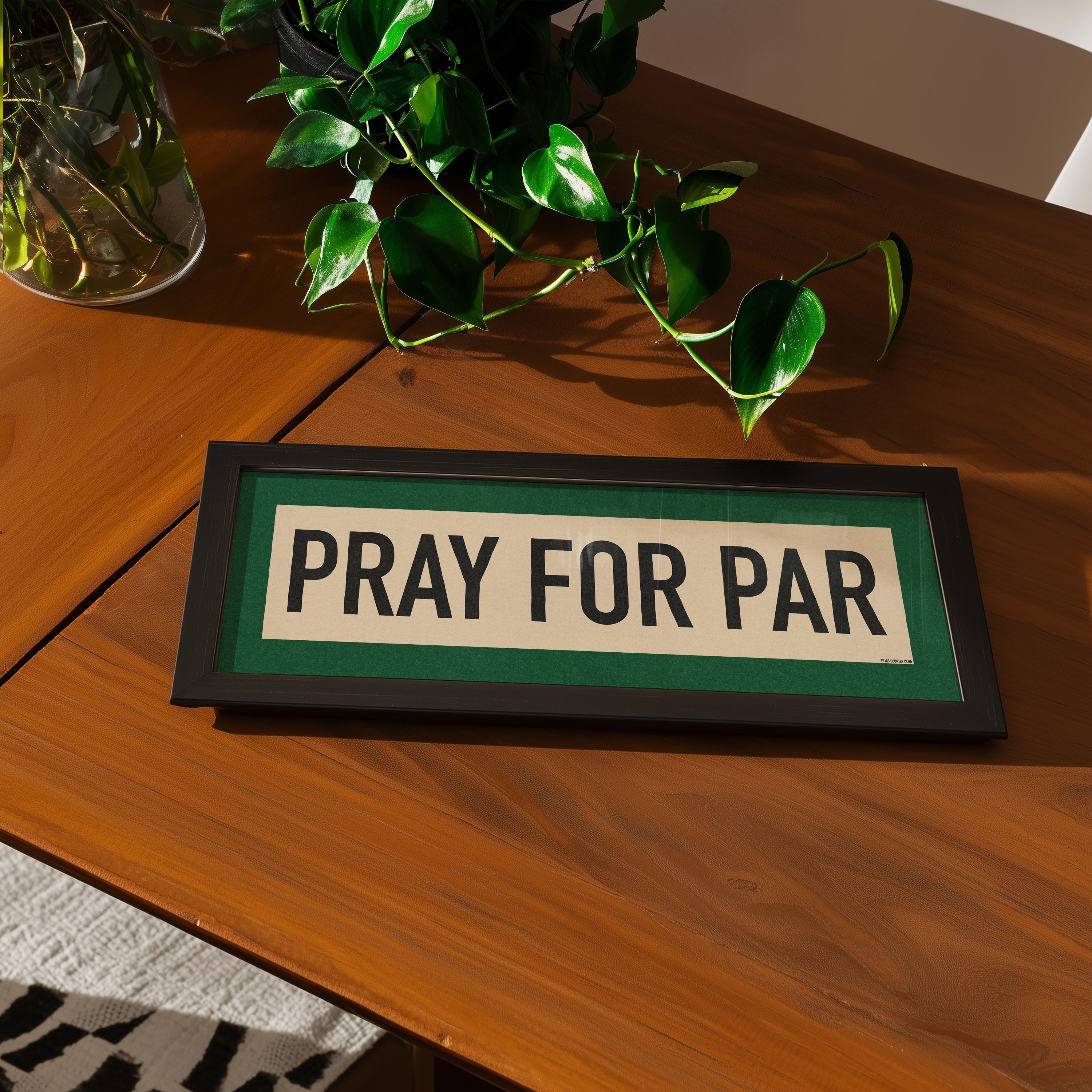 Framed Pray For Par Golf Art Scroll Sign