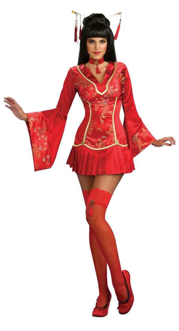 Secret Wishes Red Ginger Asian Oriental Geisha Adult Costume Size XS 0-2