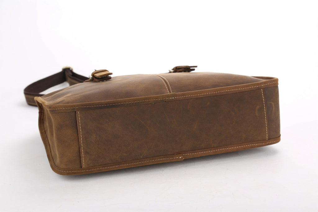 Flash Sale Vintage Leather Laptop Briefcase Crossbody Bag Mens Messenger Shoulder Bag
