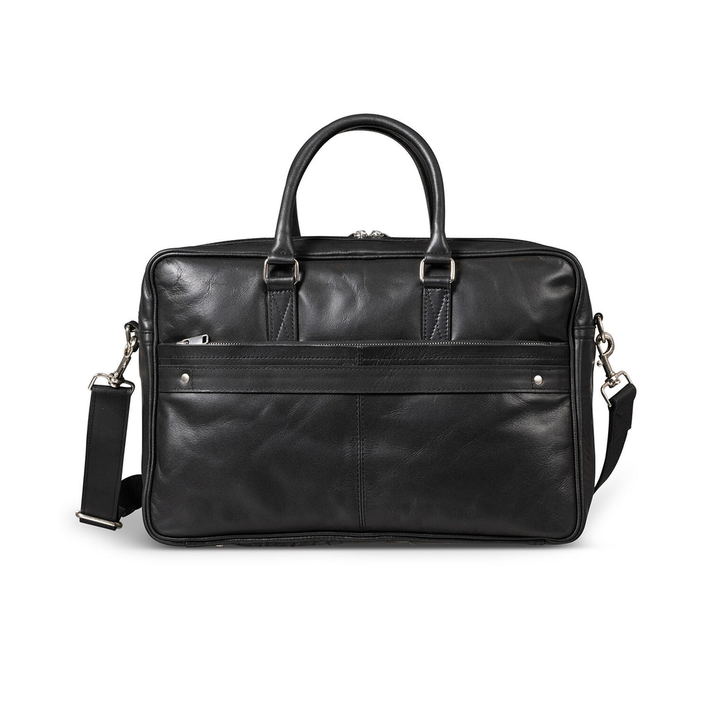 Leather Briefcase Slim 17" // Black