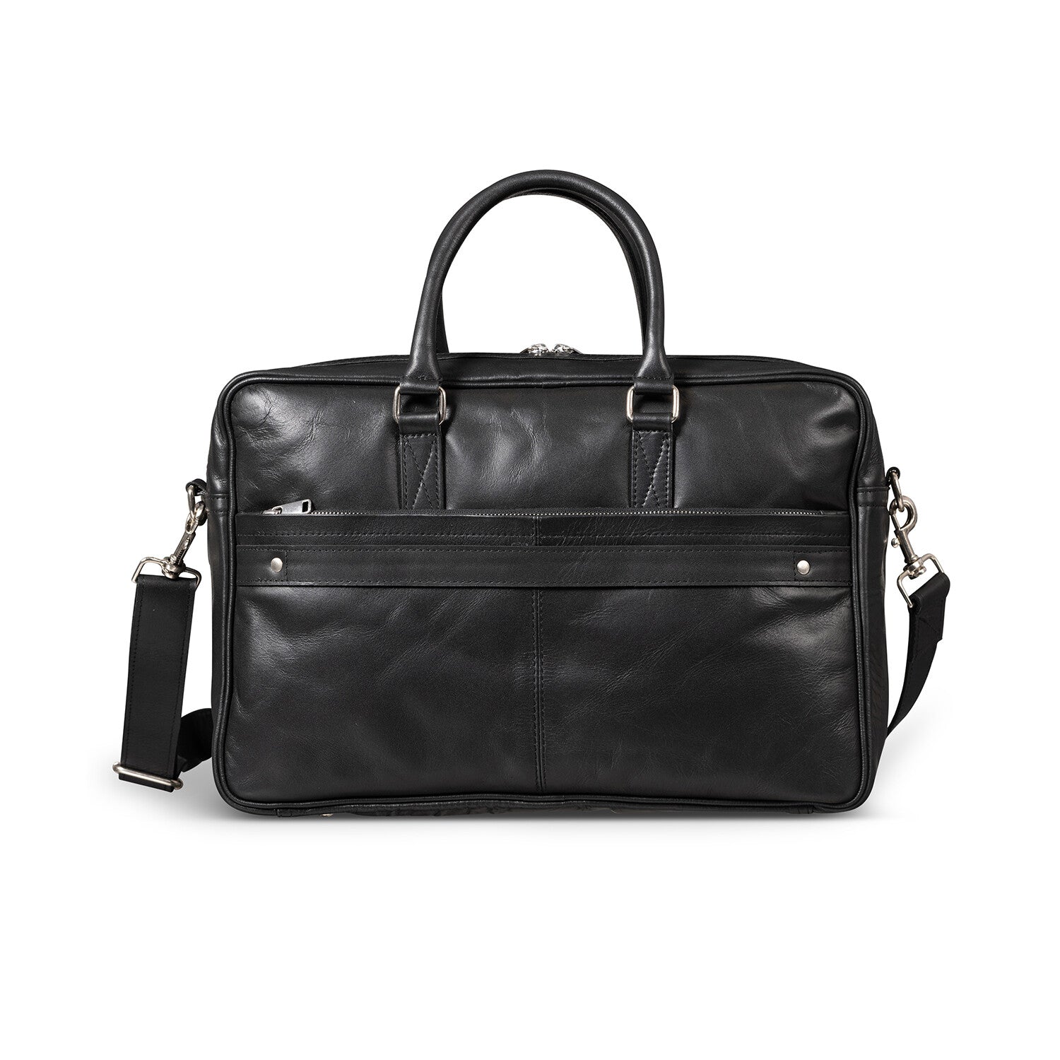 Leather Briefcase Slim 17" // Black