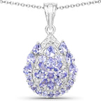 2.64 Carat Genuine Tanzanite and White Topaz .925 Sterling Silver Pendant