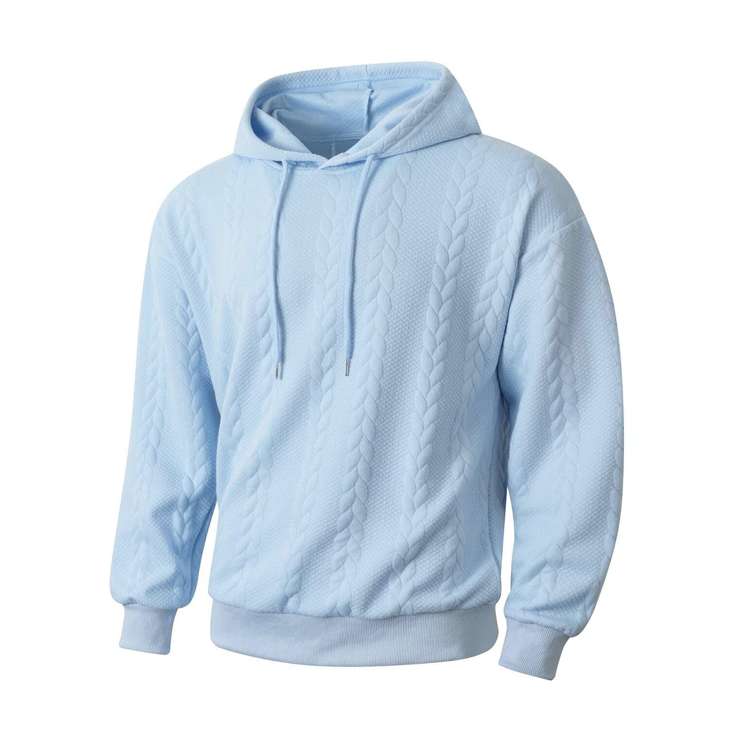 Cableknit Textured Hoodie // Light Blue