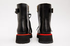 The Belgrano Black Leather Lace-Up Ankle Women Boot With a Side Zipper