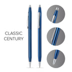 Classic Century® Translucent Cobalt Blue Engraved Diamond Pattern Ballpoint Pen