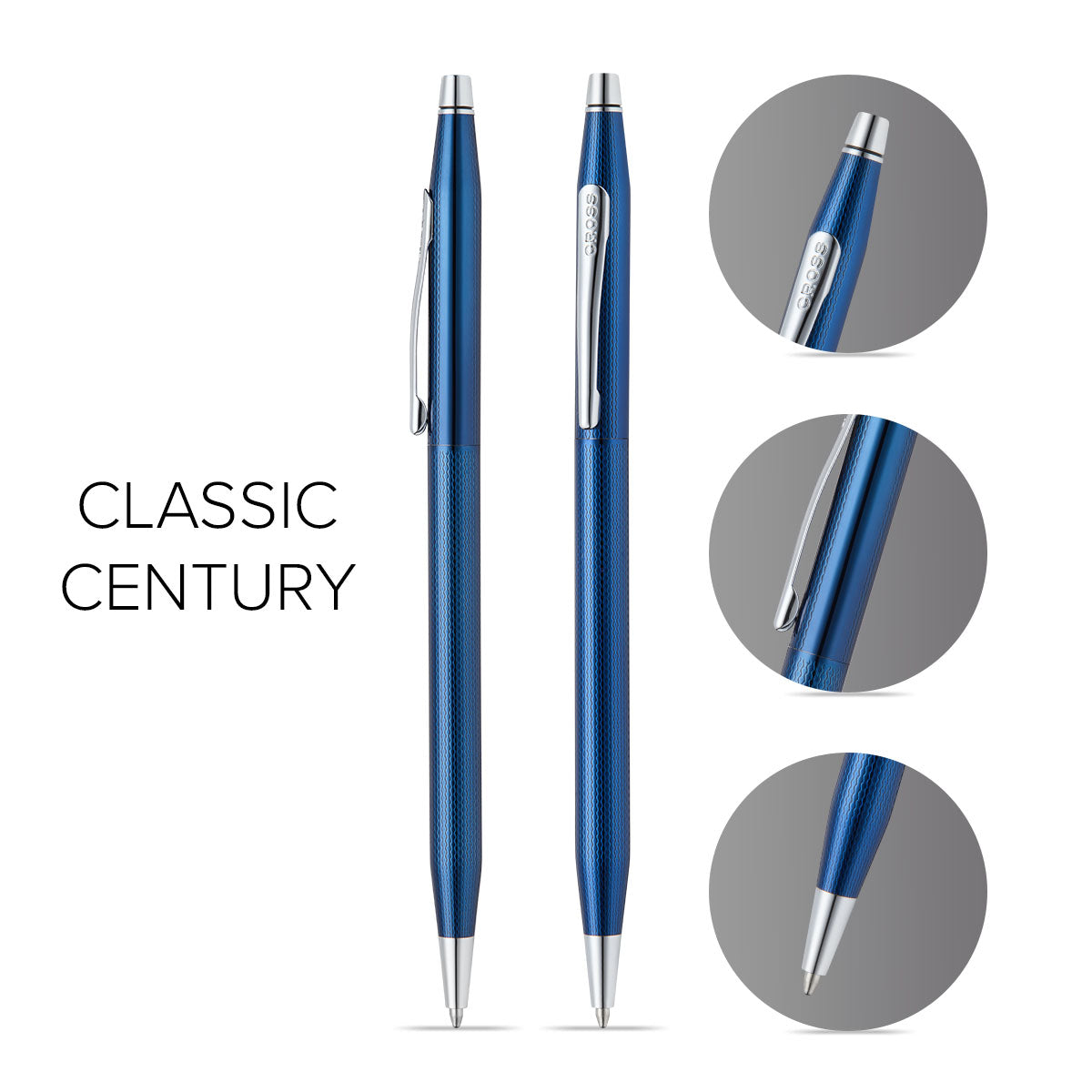 Classic Century® Translucent Cobalt Blue Engraved Diamond Pattern Ballpoint Pen