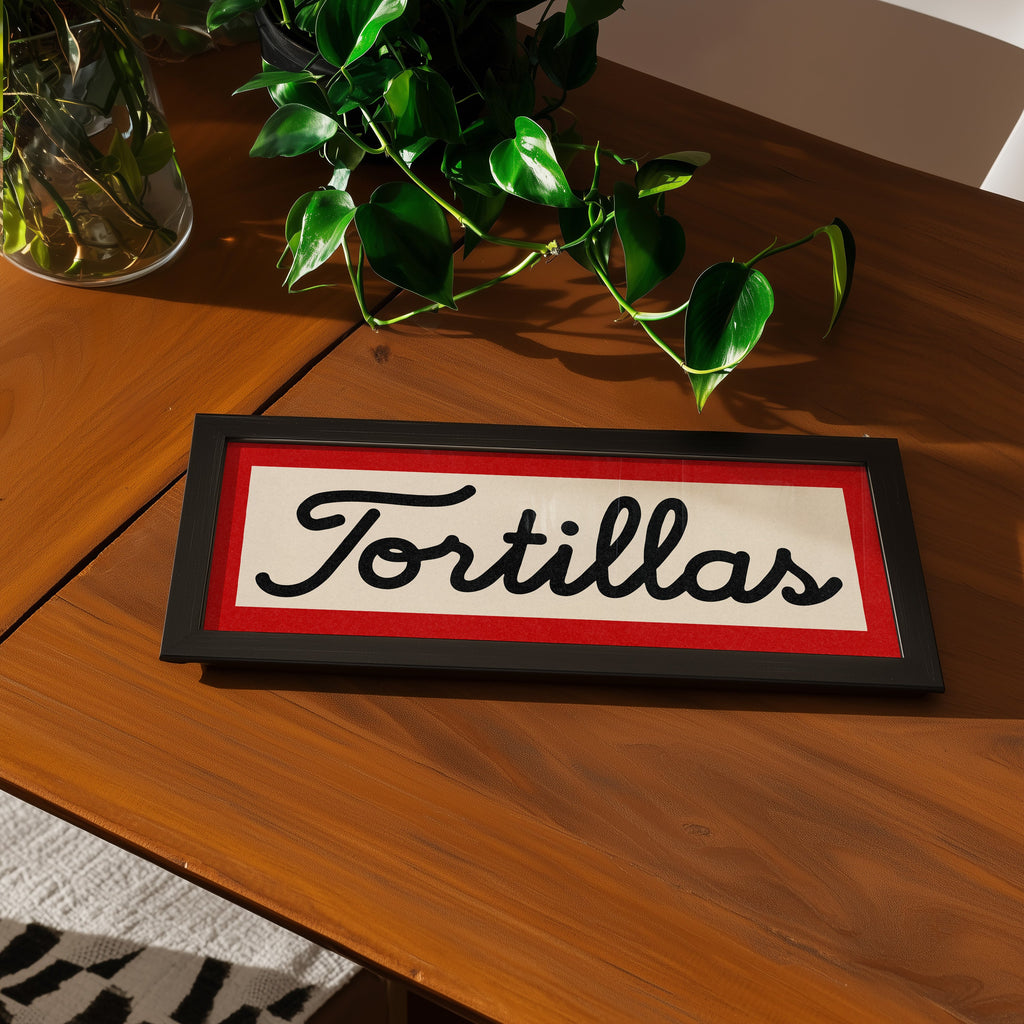 Framed Tortillas White Black Red Trim Art Print