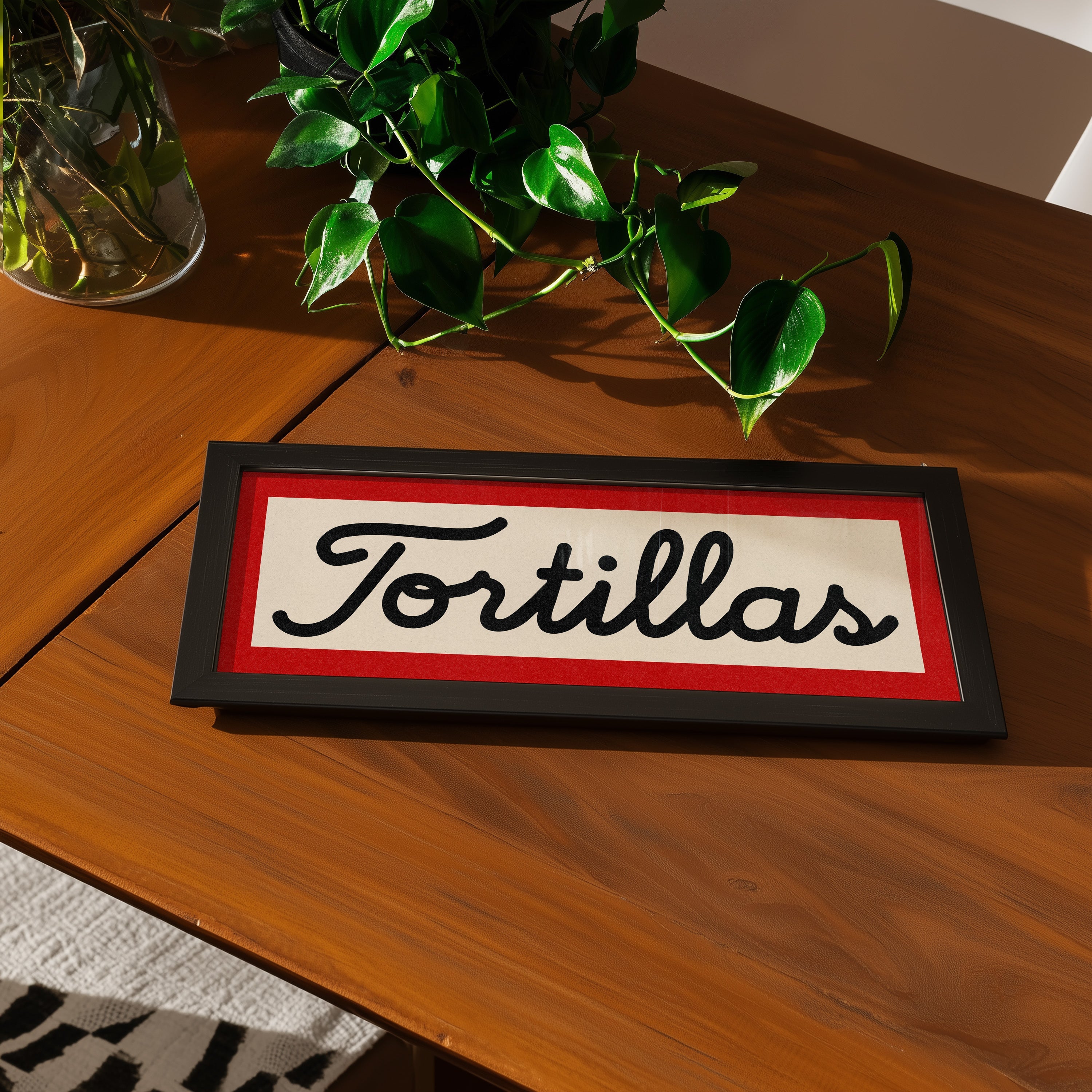 Framed Tortillas White Black Red Trim Art Print