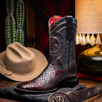 Western Collection Missouri // Python Leather Cowboy Boot // Black Cherry