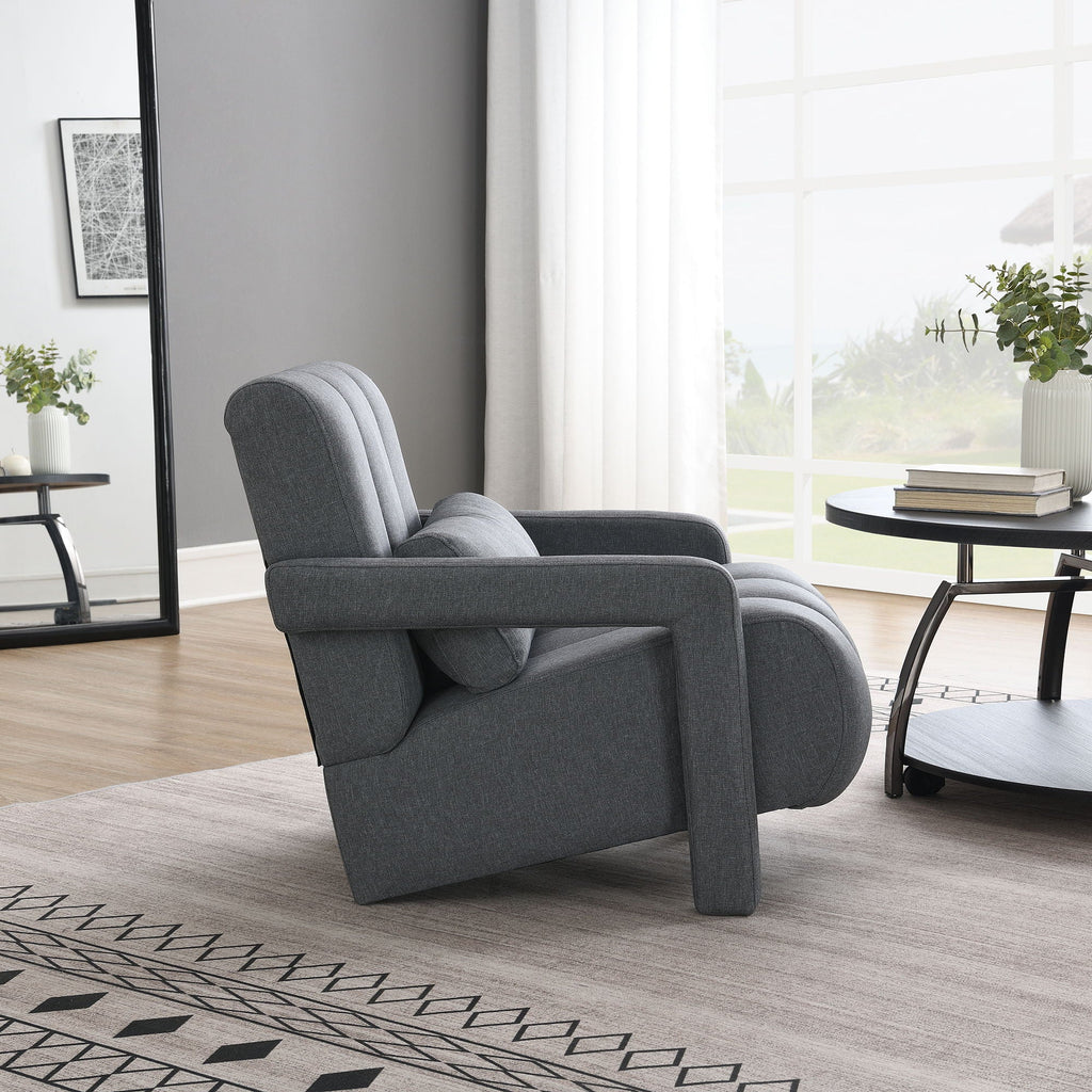 Modern Upholstered Accent Chair, Comfortable Fabric With A Pillow