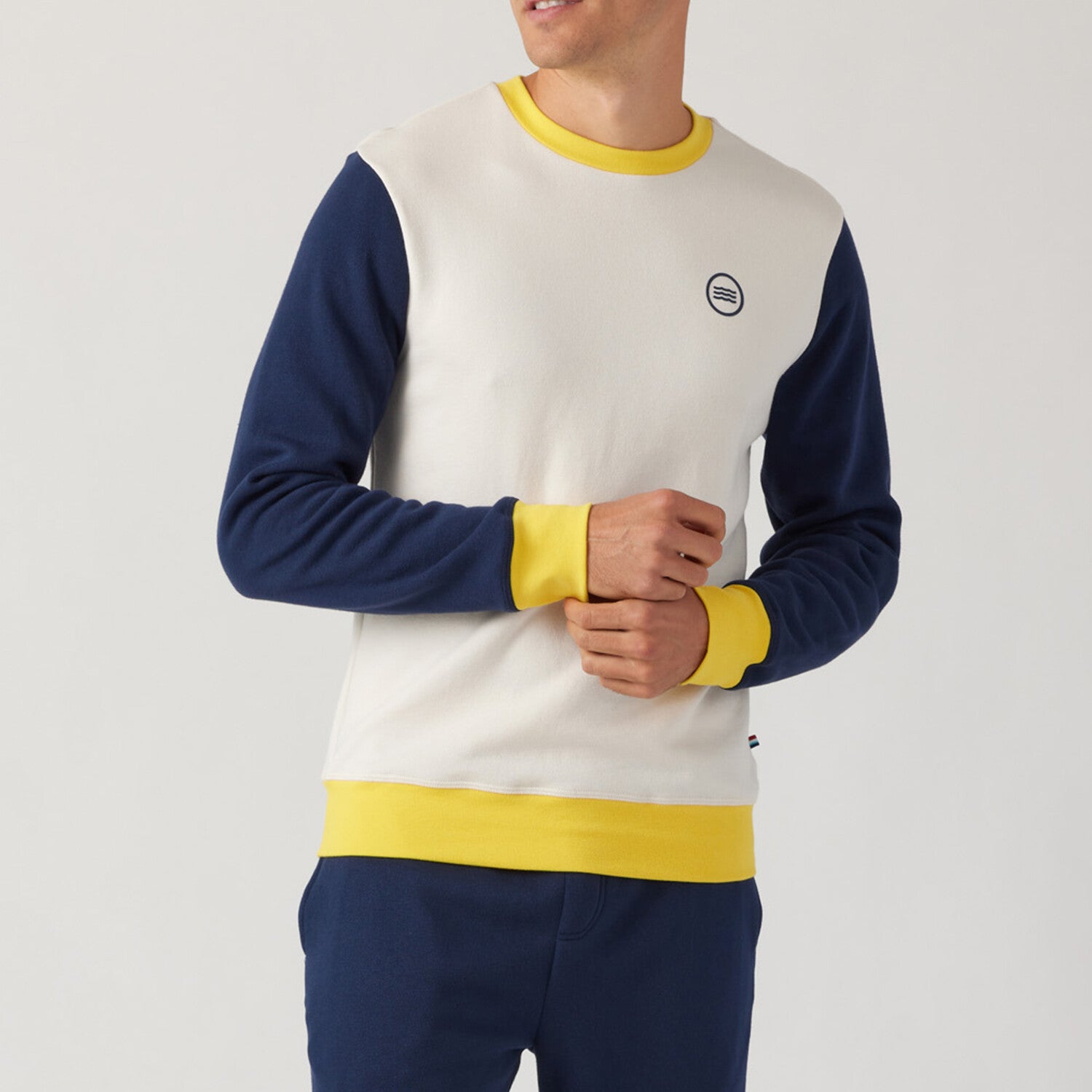 Color Block Pullover // Ecru + Blue + Yellow