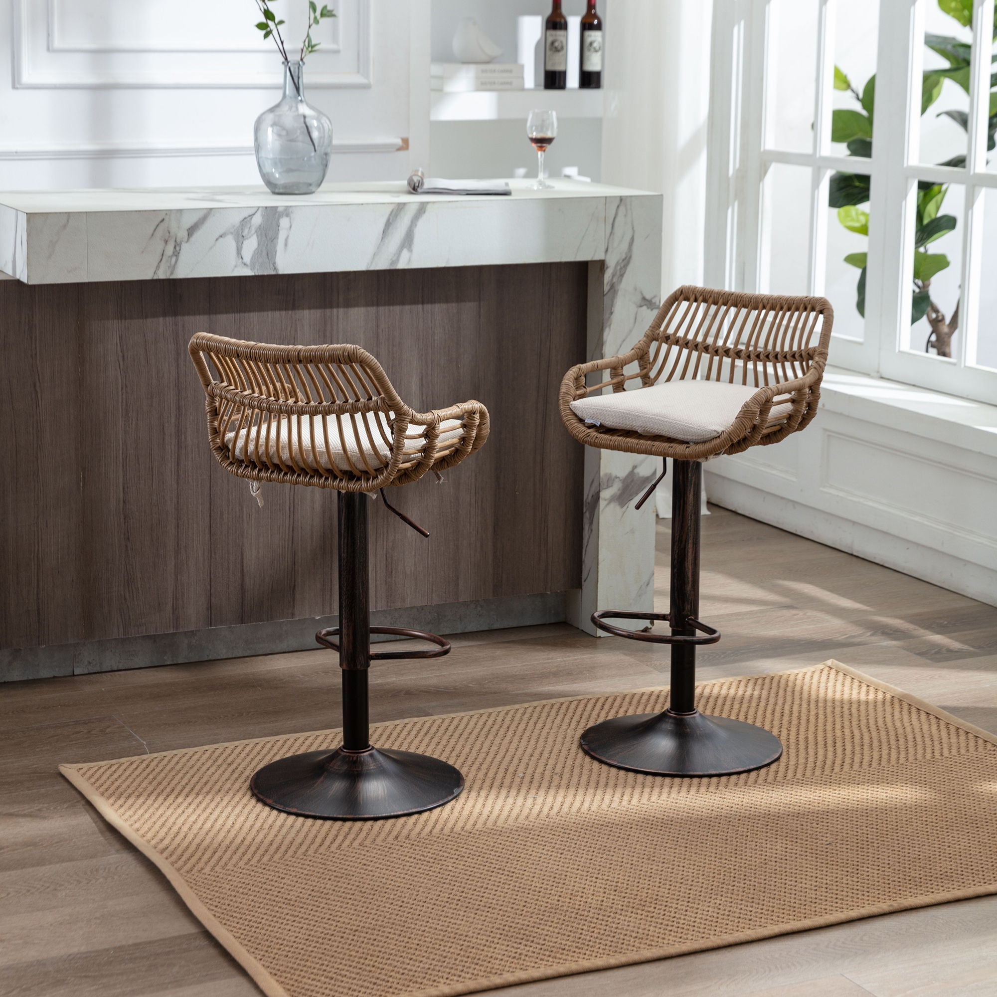 Modern Swivel Bar Stools Adjustable Counter Chairs