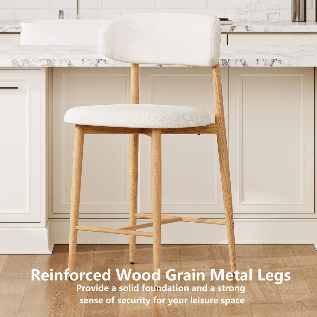 Upholstered Counter Height Bar Stools Island (Set of 2) - Beige