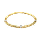 14k Two-Tone Gold Dual Wheat Chain Bracelet with Diamond Stations (.02 cttw)