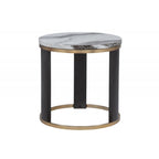 Round End Table - Gold / Brown