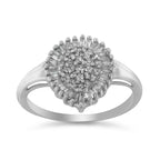 10K White Gold 1/2 Cttw Round & Baguette Cut Diamond Pear Shaped Domed PavÃ© Cluster with Halo Cocktail Ring (H-I Color, SI1-SI2 Clarity) - Size 5
