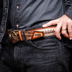 Montana // Caiman & Calf Leather Belt // Stone Brown